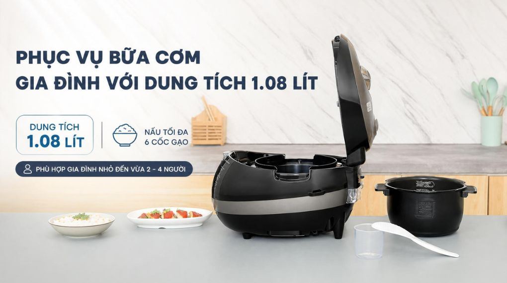 Nồi cơm áp suất cao tần Cuckoo 1.08 lít CRP-BHBC0600F Màu Đen - Xám