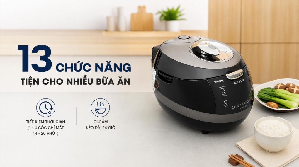 Nồi cơm áp suất cao tần Cuckoo 1.08 lít CRP-BHBC0600F Màu Đen - Xám