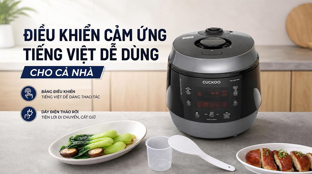 Nồi cơm điện tử áp suất Cuckoo 1.8 lít CRP-QSBC1000F Màu Đen - Xám