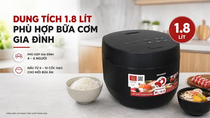 Nồi cơm điện tử áp suất Sharp 1.8 lít KS-TW181V-B Màu Đen