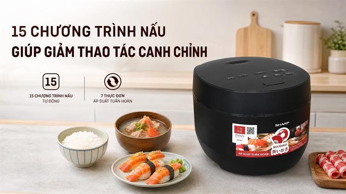 Nồi cơm điện tử áp suất Sharp 1.8 lít KS-TW181V-B Màu Đen