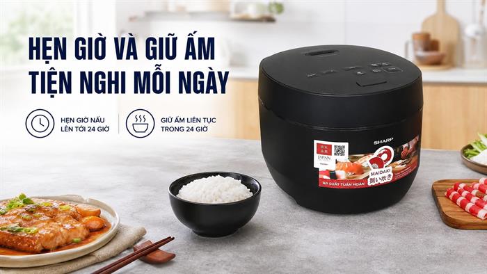 Nồi cơm điện tử áp suất Sharp 1.8 lít KS-TW181V-B Màu Đen