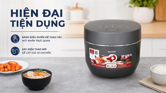 Nồi cơm áp suất cao tần Sharp 1.8 lít KS-XW181V-S Màu Xám