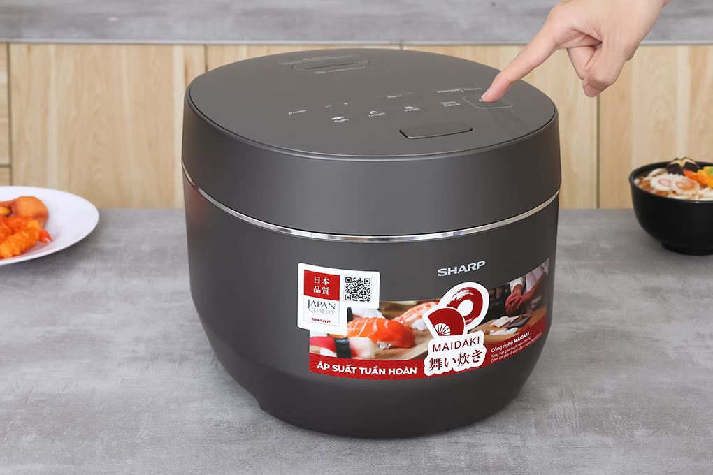 Nồi cơm áp suất cao tần Sharp 1.8 lít KS-XW181V-S Màu Xám