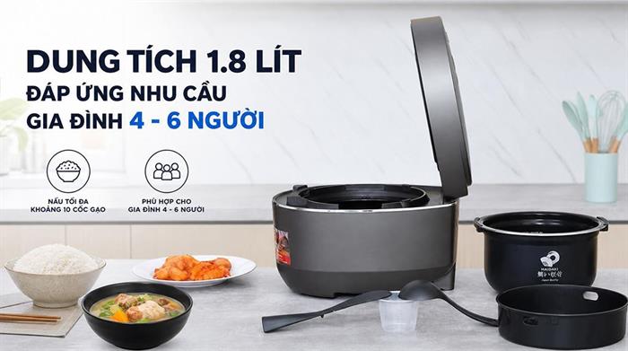 Nồi cơm áp suất cao tần Sharp 1.8 lít KS-XW181V-S Màu Xám