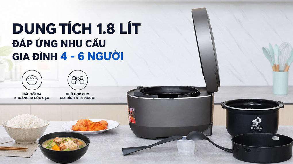 Nồi cơm áp suất cao tần Sharp 1.8 lít KS-XW181V-S Màu Xám
