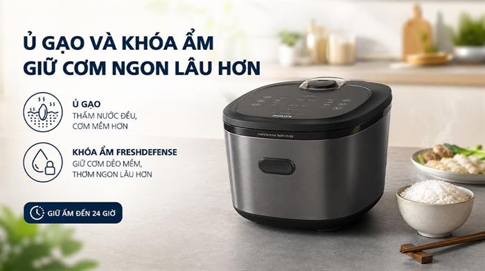 Nồi cơm cao tần Philips 1.5 lít HD5210/82 Màu Đen