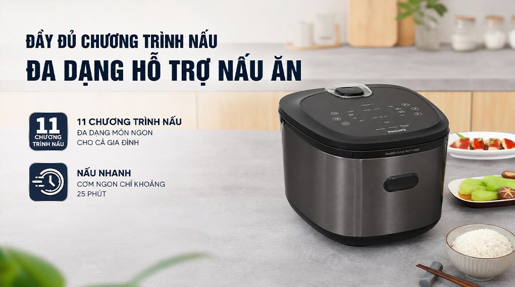 Nồi cơm cao tần Philips 1.5 lít HD5210/82 Màu Đen