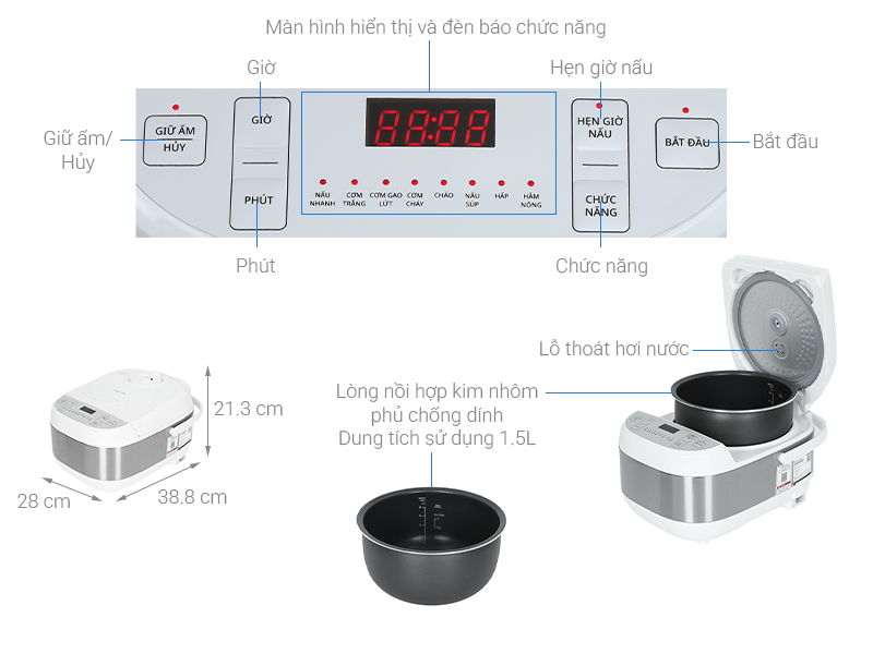 Nồi cơm điện tử FUJIHOME 1.5 lít RC15W