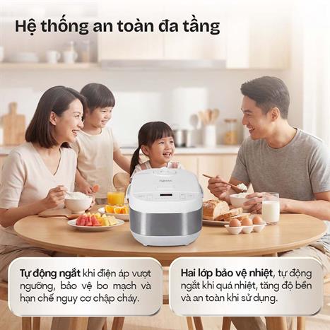 Nồi cơm điện tử FUJIHOME 1.5 lít RC15W Màu Trắng