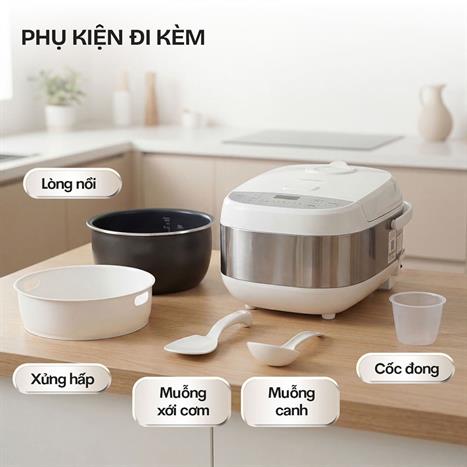Nồi cơm điện tử FUJIHOME 1.5 lít RC15W Màu Trắng