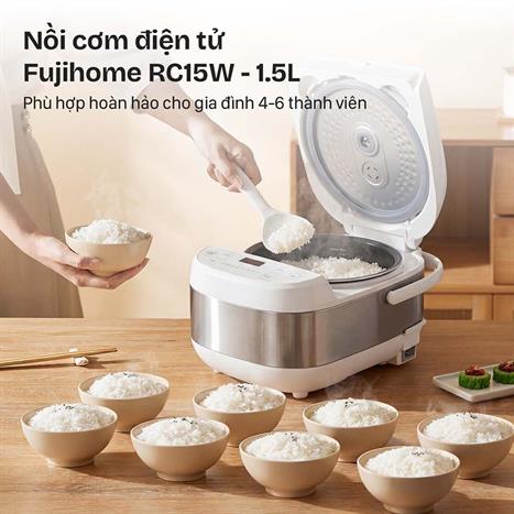 Nồi cơm điện tử FUJIHOME 1.5 lít RC15W Màu Trắng