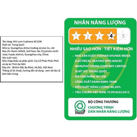 Nồi cơm điện tử FUJIHOME 1.5 lít RC15W Màu Trắng