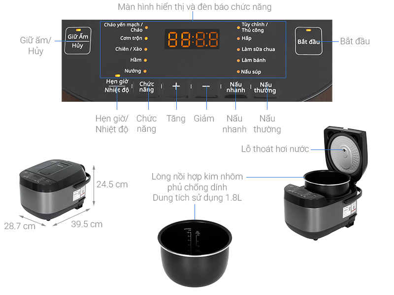 Nồi cơm điện tử FUJIHOME 1.8 lít RC18G