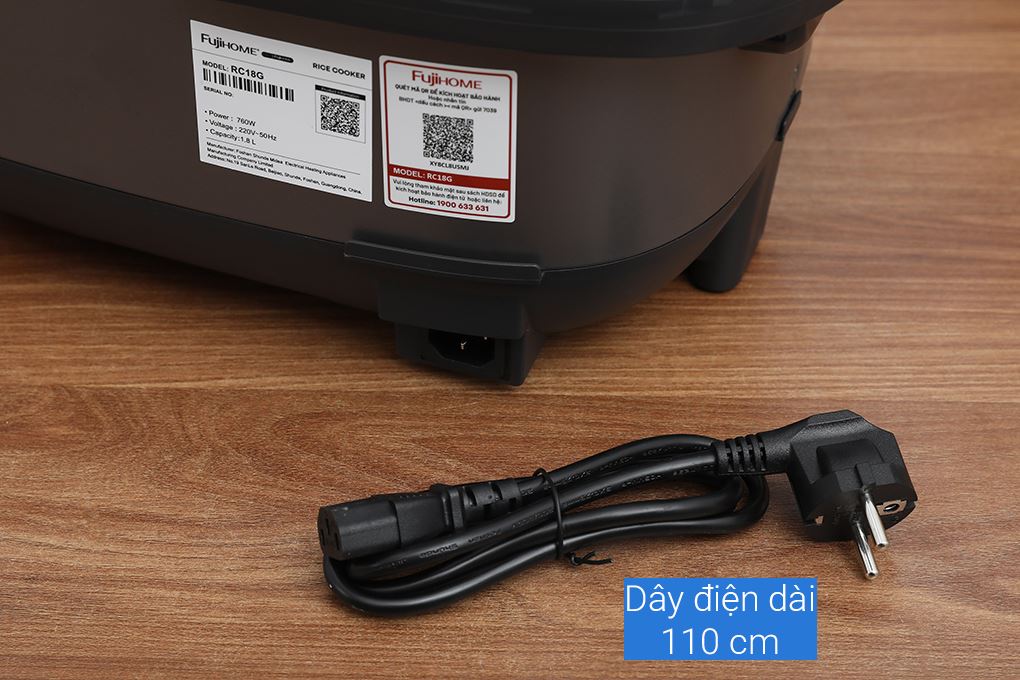 Nồi cơm điện tử FUJIHOME 1.8 lít RC18G Màu Xám