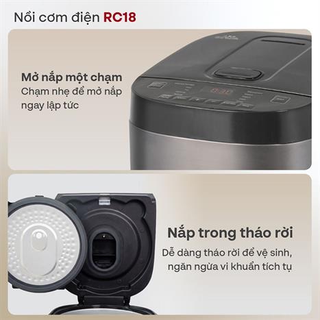 Nồi cơm điện tử FUJIHOME 1.8 lít RC18G Màu Xám