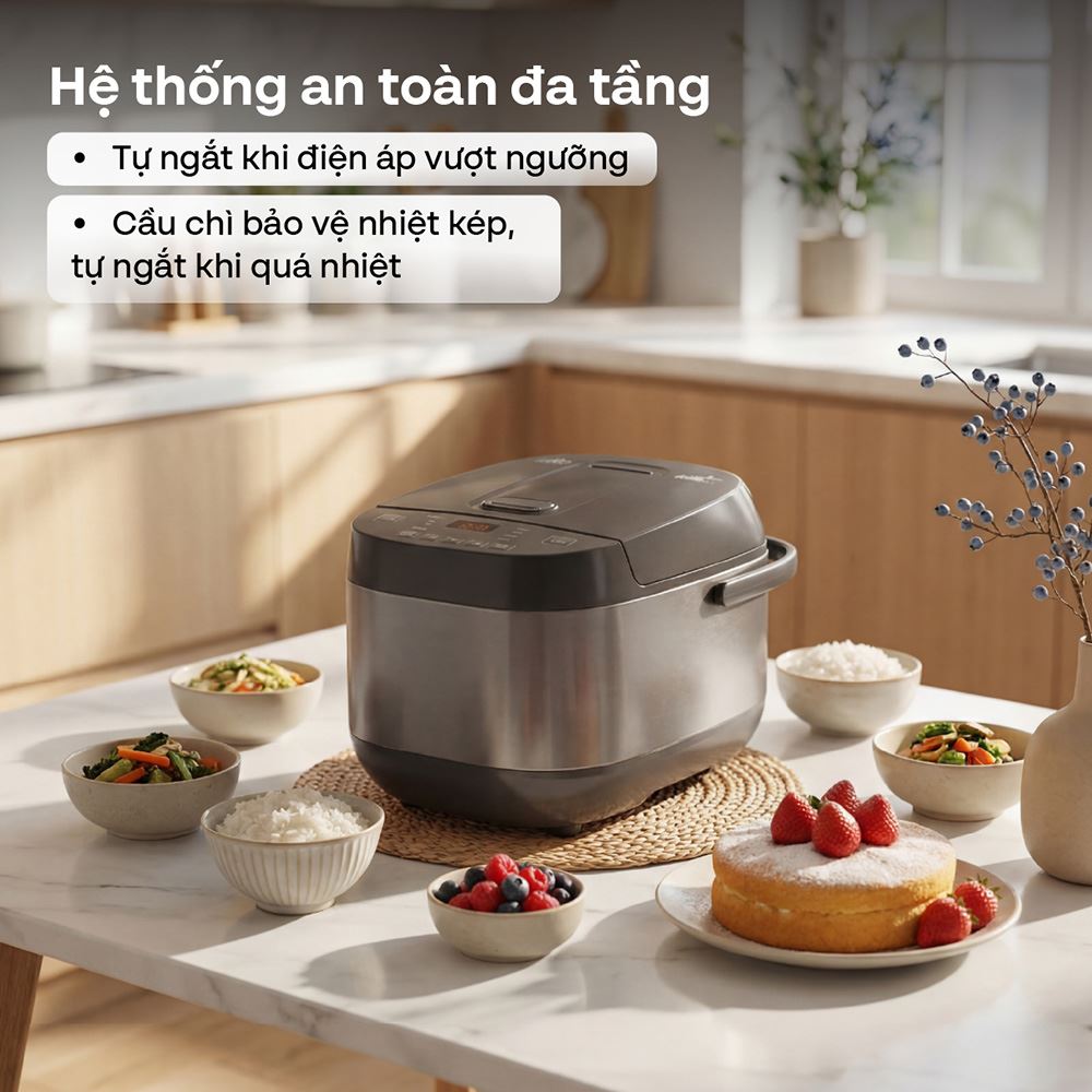 Nồi cơm điện tử FUJIHOME 1.8 lít RC18G Màu Xám