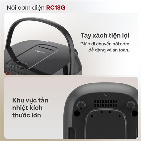Nồi cơm điện tử FUJIHOME 1.8 lít RC18G Màu Xám