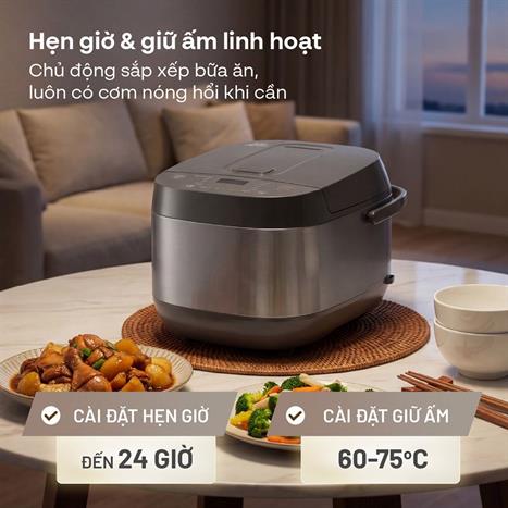 Nồi cơm điện tử FUJIHOME 1.8 lít RC18G Màu Xám
