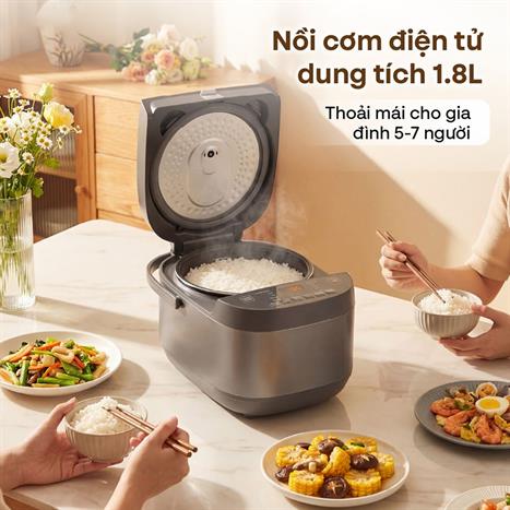 Nồi cơm điện tử FUJIHOME 1.8 lít RC18G Màu Xám