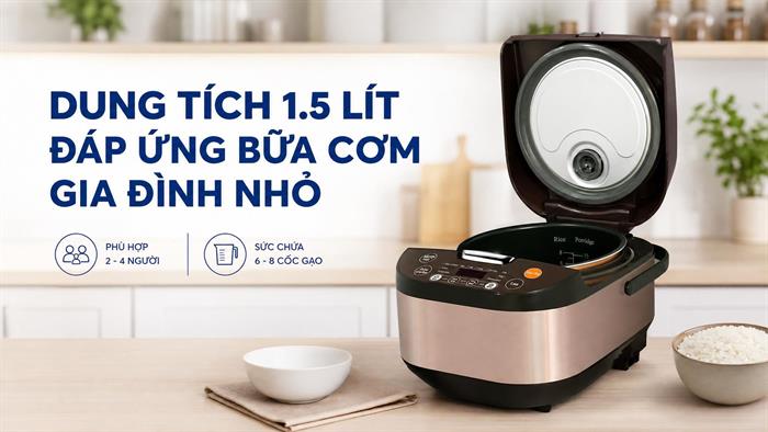 Nồi cơm điện tử BlueStone 1.5 lít RCB-5935 Màu Trắng