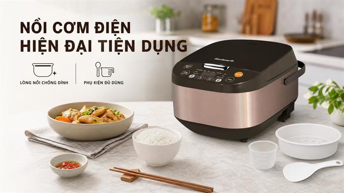 Nồi cơm điện tử BlueStone 1.5 lít RCB-5935 Màu Trắng