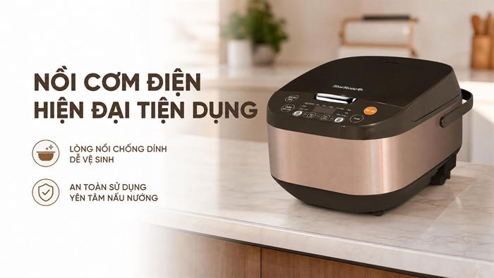 Nồi cơm điện tử BlueStone 1.5 lít RCB-5935 Màu Trắng