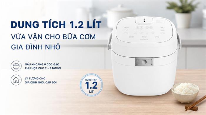Nồi cơm cao tần Kangaroo 1.2 lít KGR12IH1 Màu Trắng
