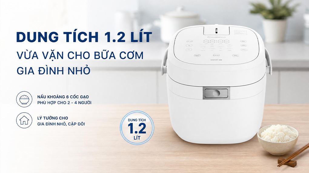 Nồi cơm cao tần Kangaroo 1.2 lít KGR12IH1 Màu Trắng
