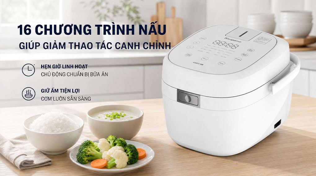 Nồi cơm cao tần Kangaroo 1.2 lít KGR12IH1 Màu Trắng