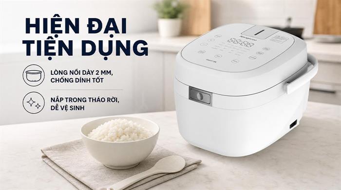Nồi cơm cao tần Kangaroo 1.2 lít KGR12IH1 Màu Trắng