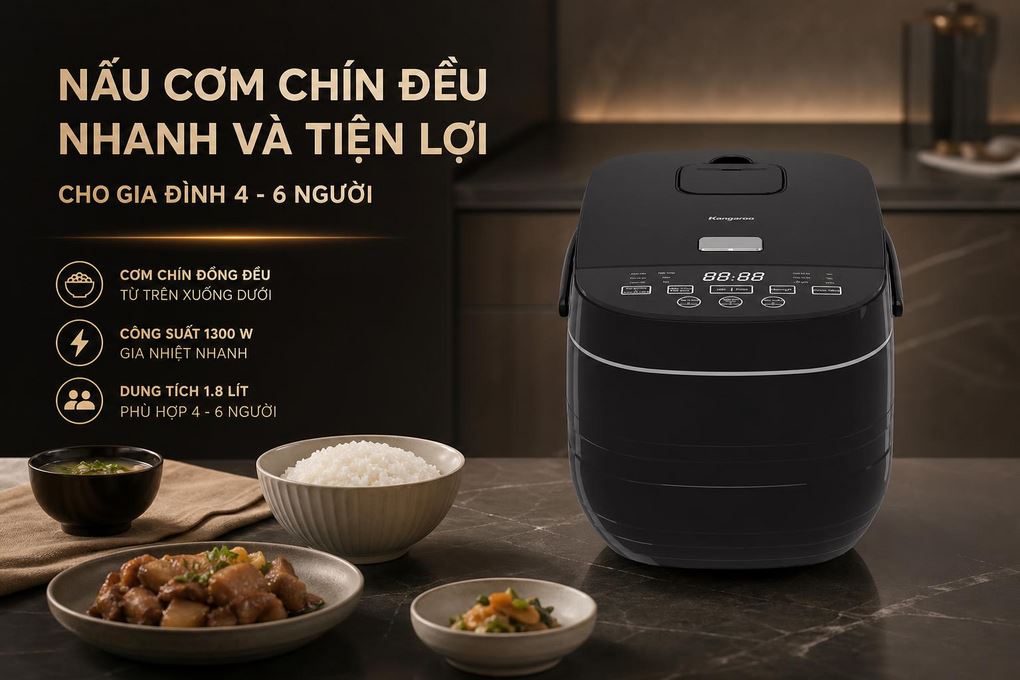 Nồi cơm cao tần Kangaroo 1.8 lít KGR18IH3 Màu Đen
