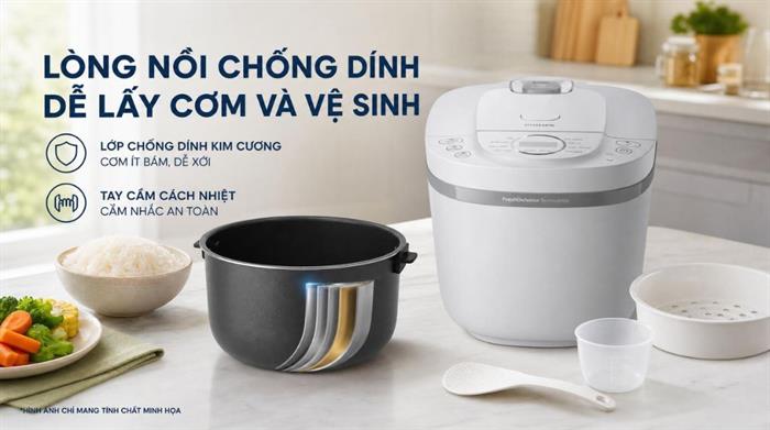 Nồi cơm điện tử Philips 1.8 lít HD4719/32 Màu Xám nhạt