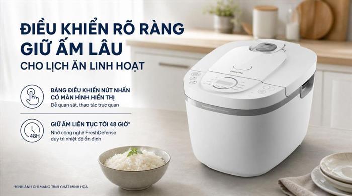 Nồi cơm điện tử Philips 1.8 lít HD4719/32 Màu Xám nhạt