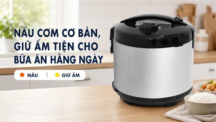 Nồi cơm nắp gài BlueStone 1.2 lít RCB-5517 Màu Đen - Xám