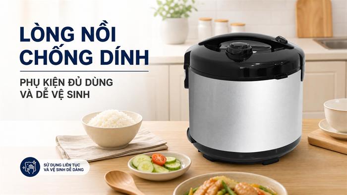 Nồi cơm nắp gài BlueStone 1.2 lít RCB-5517 Màu Đen - Xám