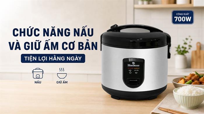Nồi cơm nắp gài BlueStone 1.8 lít RCB-5527 Màu Đen - Xám