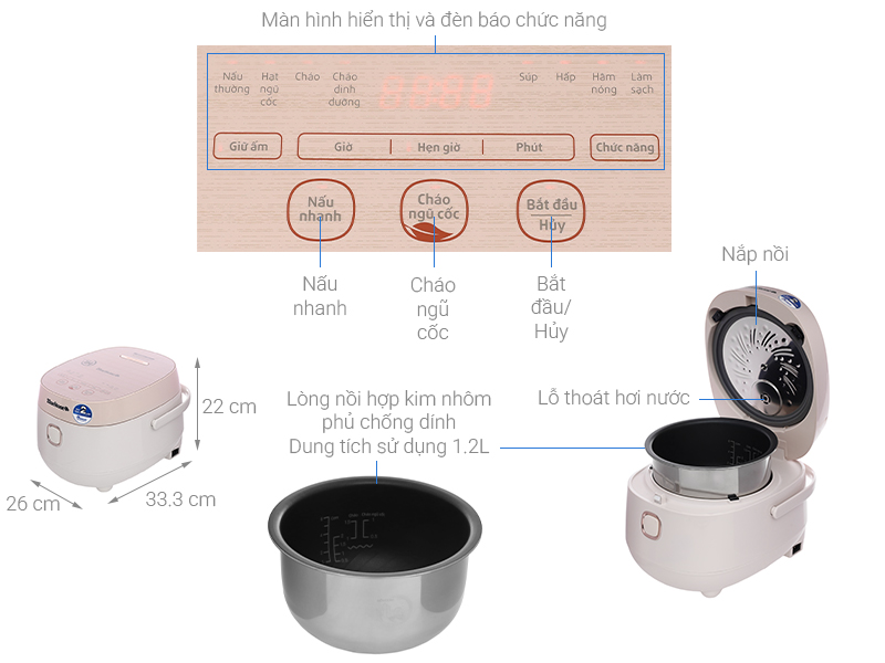 Nồi cơm cao tần BlueStone 1.2 lít RCB-5981