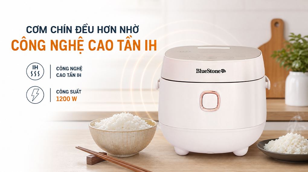 Nồi cơm cao tần BlueStone 1.2 lít RCB-5981 Màu Hồng Kem