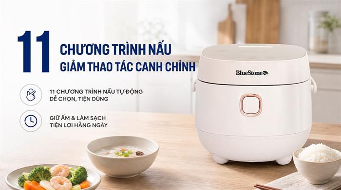 Nồi cơm cao tần BlueStone 1.2 lít RCB-5981 Màu Hồng Kem