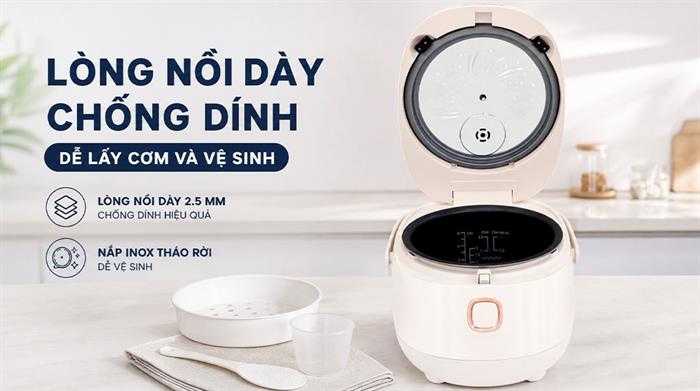 Nồi cơm cao tần BlueStone 1.2 lít RCB-5981 Màu Hồng Kem