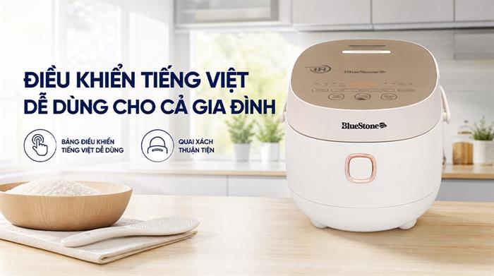 Nồi cơm cao tần BlueStone 1.2 lít RCB-5981 Màu Hồng Kem