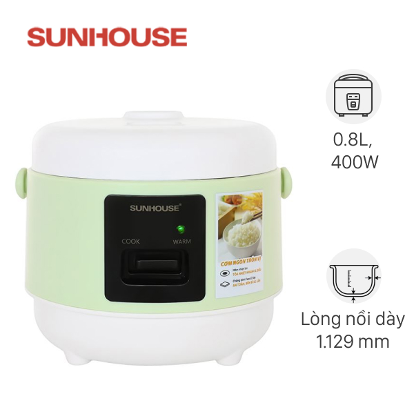 Nồi cơm nắp gài Sunhouse 0.8 lít SHD8200