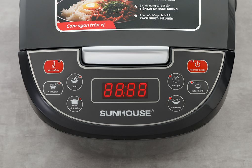 Nồi cơm điện tử Sunhouse 1.8 lít SHD8909B Màu Đen