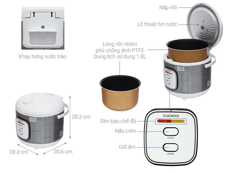 Nồi cơm nắp gài Cuckoo 1.8 lít CR-1006/SIWHCRVNCV