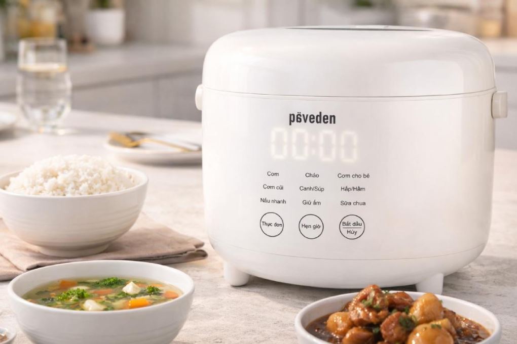 Nồi cơm điện tử 1.2 lít PAVEDEN PR-1255SW Màu Trắng