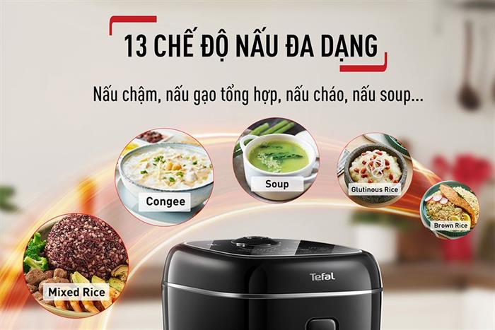 Nồi cơm điện tử Tefal 1.8 lít Delirice Max RK7778Y0 Màu Đen