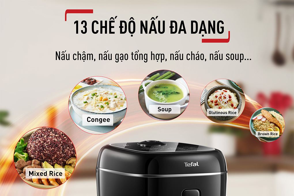 Nồi cơm điện tử Tefal 1.8 lít Delirice Max RK7778Y0 Màu Đen