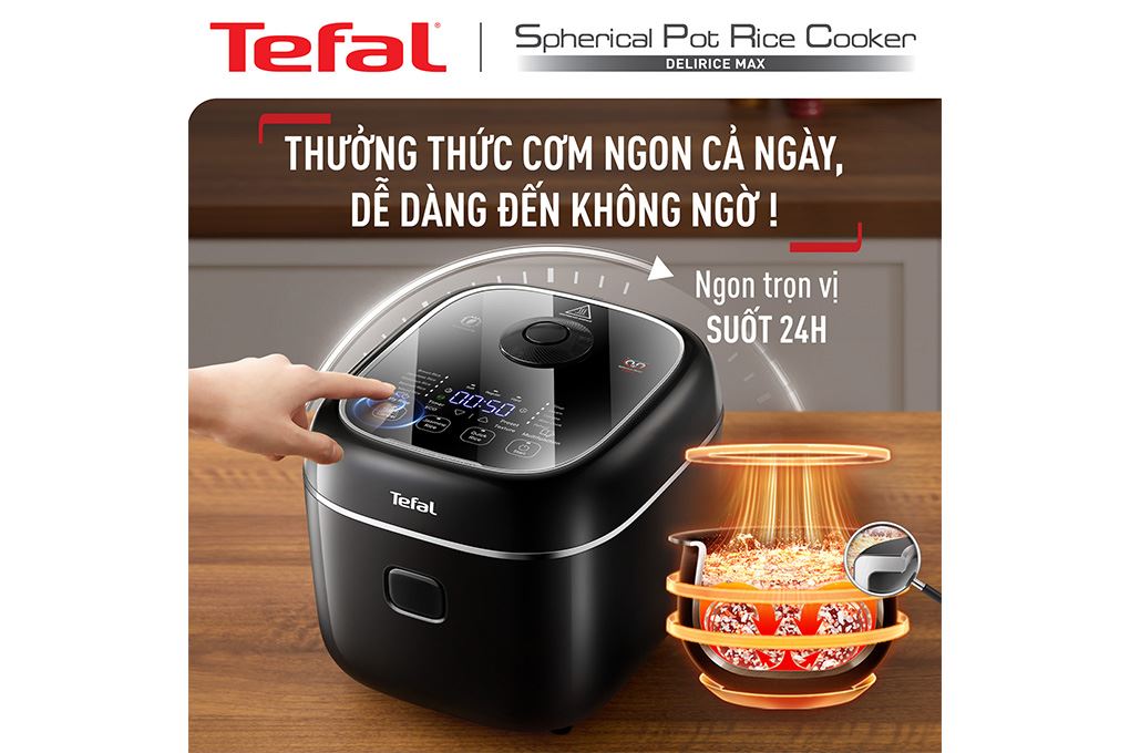 Nồi cơm điện tử Tefal 1.8 lít Delirice Max RK7778Y0 Màu Đen