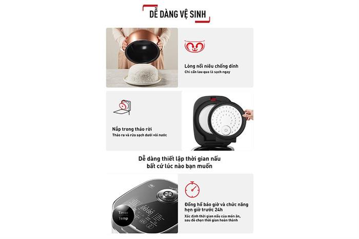 Nồi cơm điện tử Tefal 1.8 lít Delirice Max RK7778Y0 Màu Đen